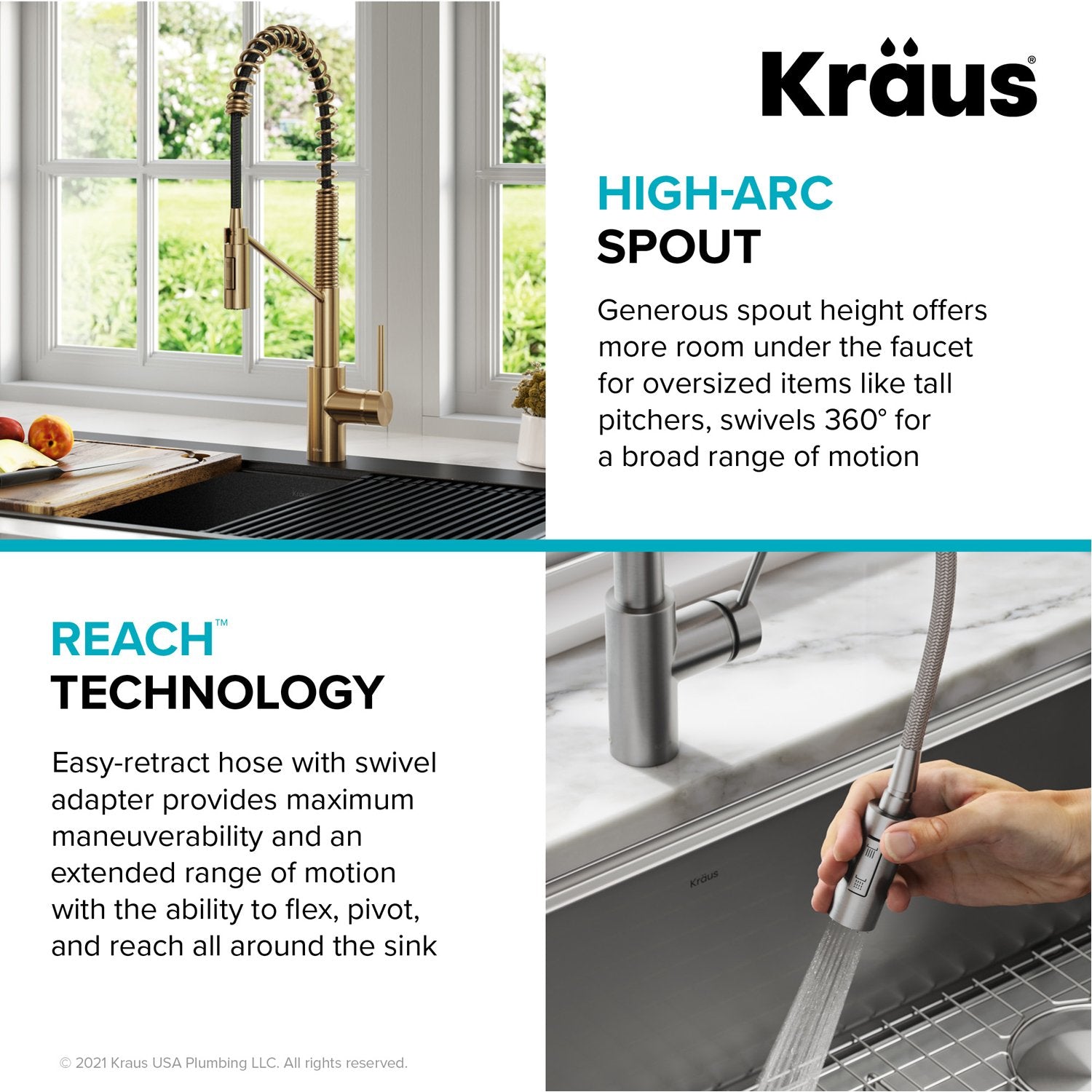 KRAUS Commercial Pull Down Kitchen Faucet in Spot Free Antique Champagne Bronze - KPF-2631SFACB