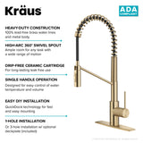 KRAUS Commercial Pull Down Kitchen Faucet in Spot Free Antique Champagne Bronze - KPF-2631SFACB