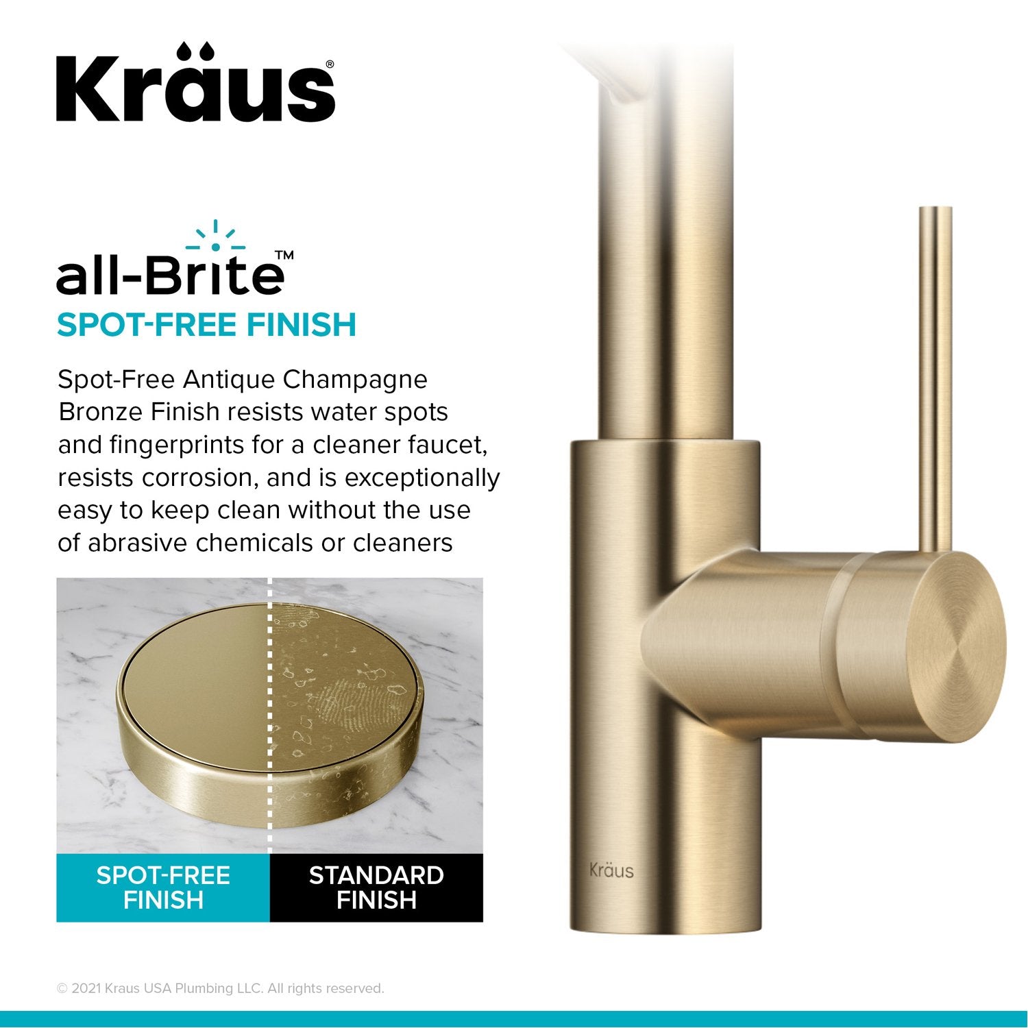 KRAUS Commercial Pull Down Kitchen Faucet in Spot Free Antique Champagne Bronze - KPF-2631SFACB