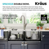 KRAUS Dex 33" Undermount 16 Gauge Stainless Steel Double Bowl Kitchen Sink - KA1UD33B