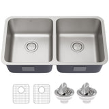 KRAUS Dex 33" Undermount 16 Gauge Stainless Steel Double Bowl Kitchen Sink - KA1UD33B