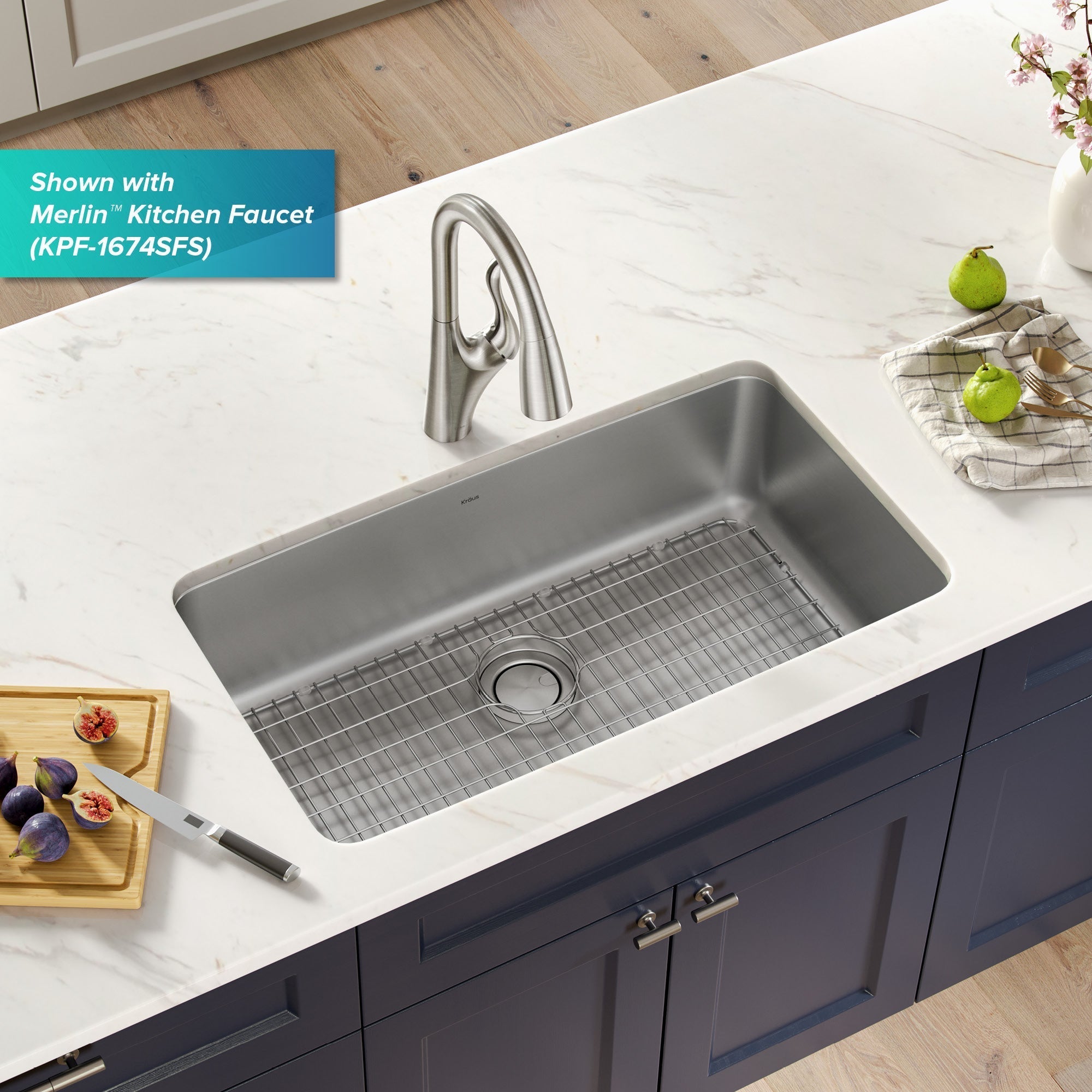 KRAUS Dex 33" Undermount 16 Gauge Stainless Steel Kitchen Sink - KA1US33B