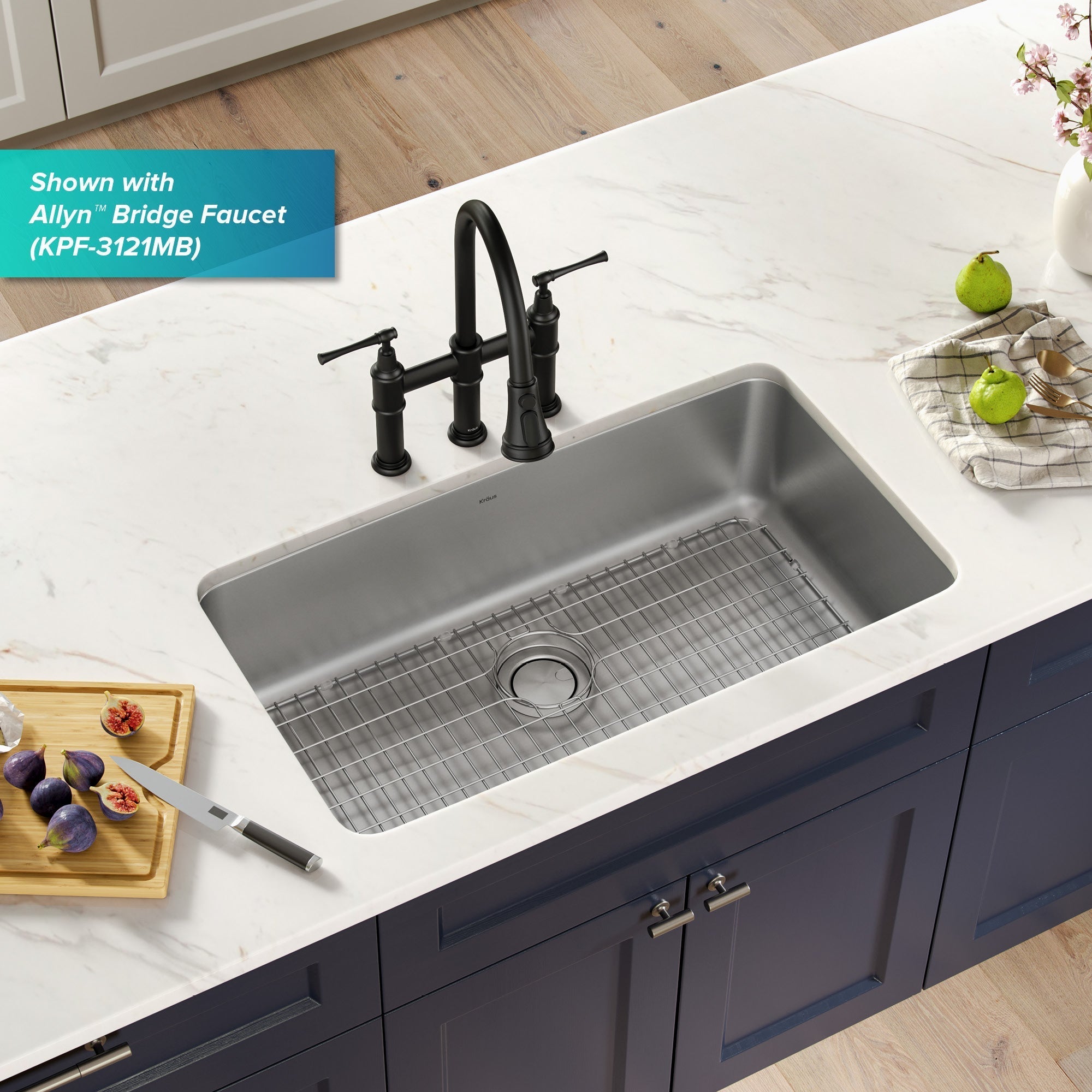 KRAUS Dex 33" Undermount 16 Gauge Stainless Steel Kitchen Sink - KA1US33B