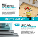 KRAUS Kore 21" Undermount Workstation 16 Gauge Stainless Steel Single Bowl Kitchen Sink with Accessories - KWU111-21