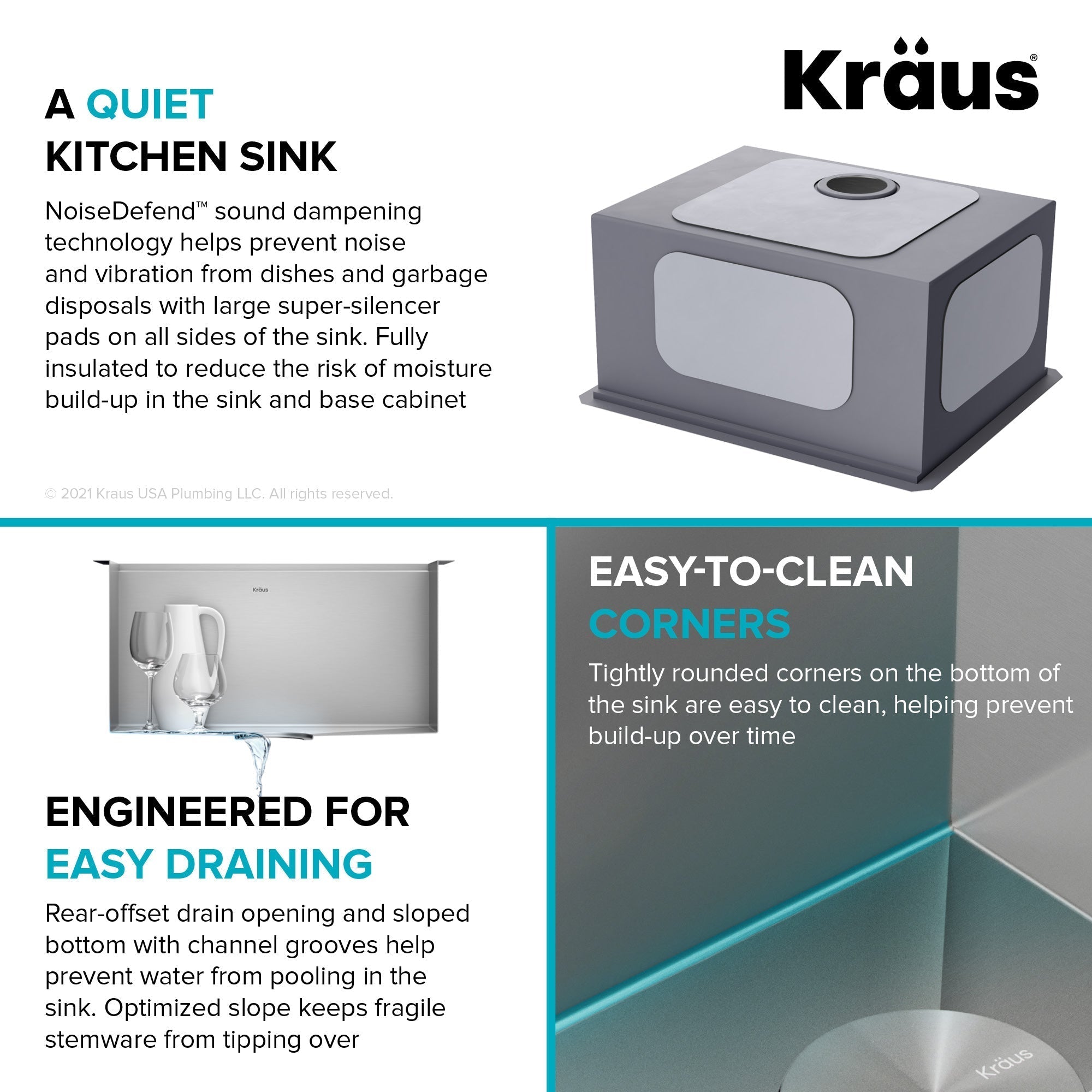 KRAUS Kore 21" Undermount Workstation 16 Gauge Stainless Steel Single Bowl Kitchen Sink with Accessories - KWU111-21