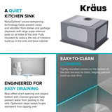 KRAUS Kore 21" Undermount Workstation 16 Gauge Stainless Steel Single Bowl Kitchen Sink with Accessories - KWU111-21