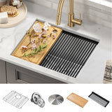 KRAUS Kore 23" Undermount Workstation 16 Gauge Laundry Utility Sink with Accessories - KWU100-23L