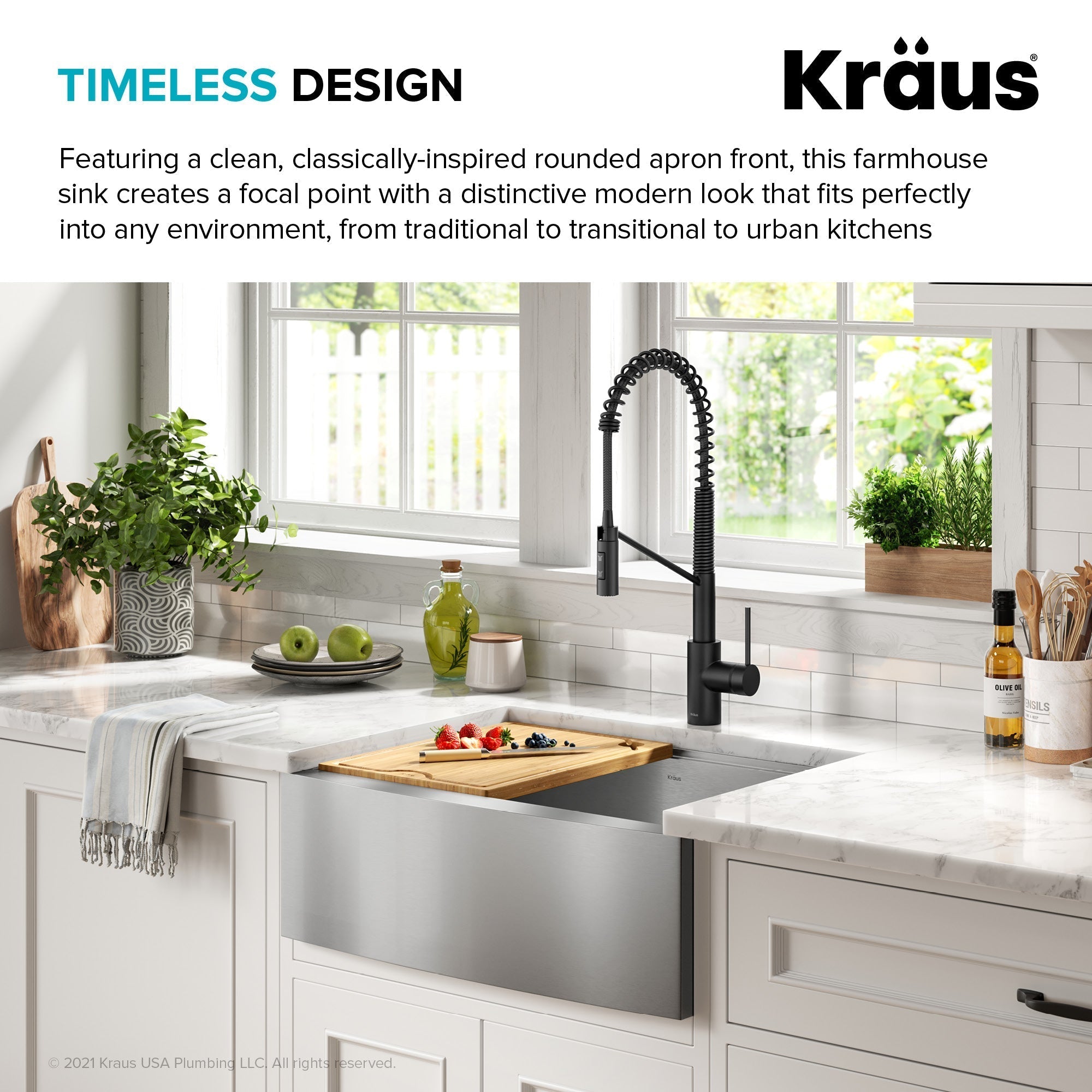 KRAUS Kore 27" Apron Front Workstation 16 Gauge Stainless Steel Kitchen Sink - KWF210-27