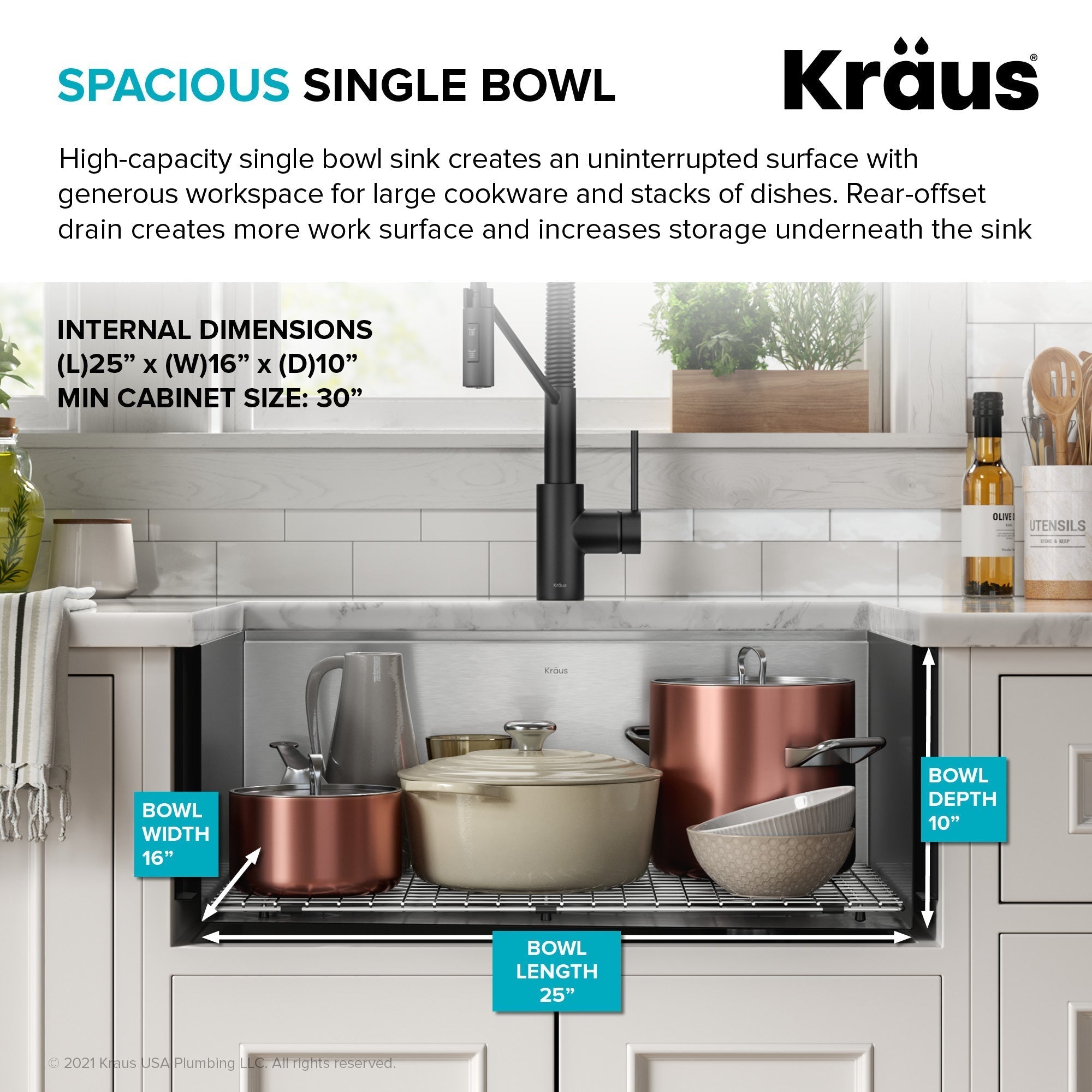 KRAUS Kore 27" Apron Front Workstation 16 Gauge Stainless Steel Kitchen Sink - KWF210-27