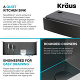 KRAUS Kore Workstation 33" Farmhouse Modern Flat Apron Front 16 Gauge Single Bowl Kitchen Sink in PVD Gunmetal -  KWF410-33/PGM
