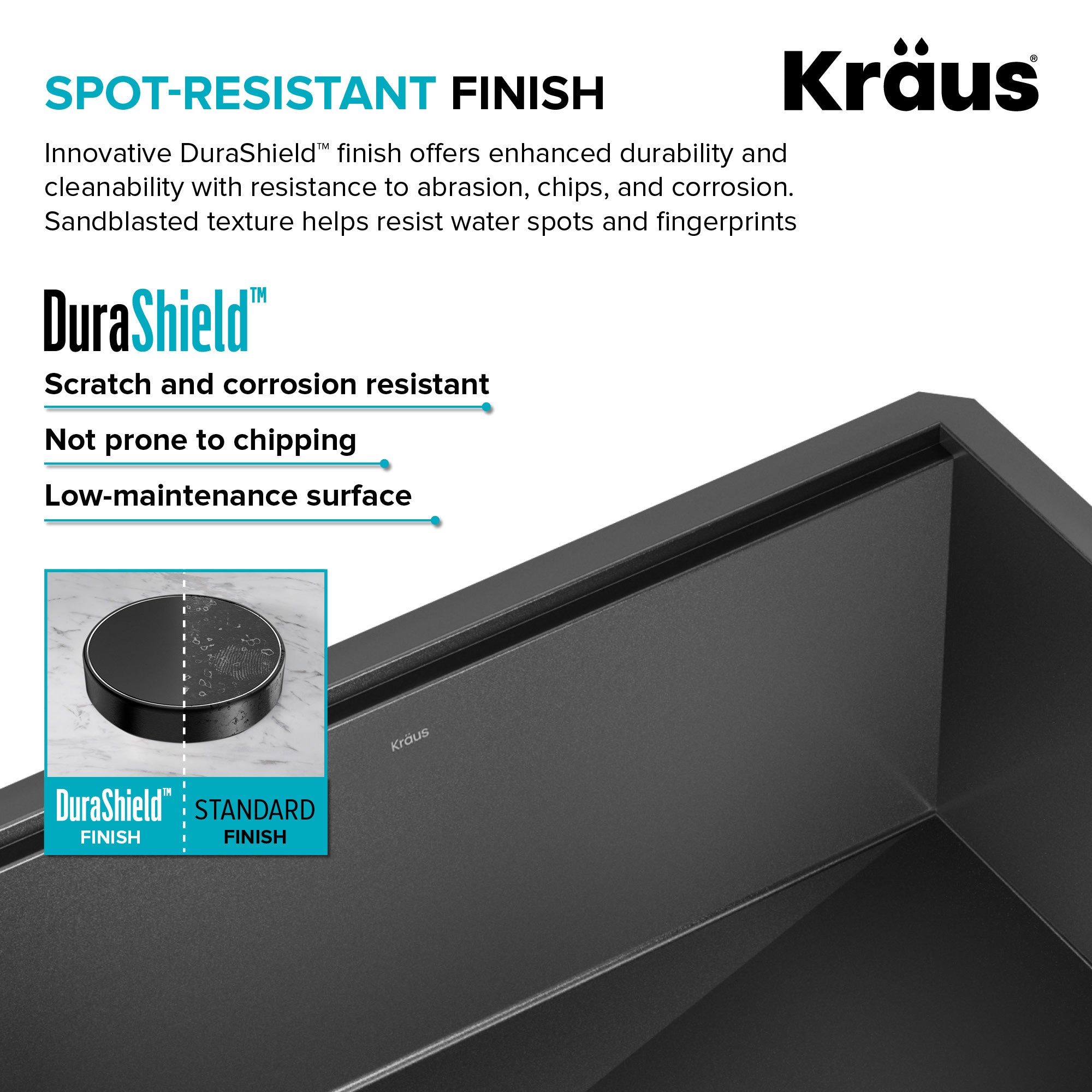 KRAUS Kore Workstation 33" Farmhouse Modern Flat Apron Front 16 Gauge Single Bowl Kitchen Sink in PVD Gunmetal -  KWF410-33/PGM