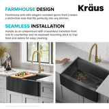 KRAUS Kore Workstation 33" Farmhouse Modern Flat Apron Front 16 Gauge Single Bowl Kitchen Sink in PVD Gunmetal -  KWF410-33/PGM