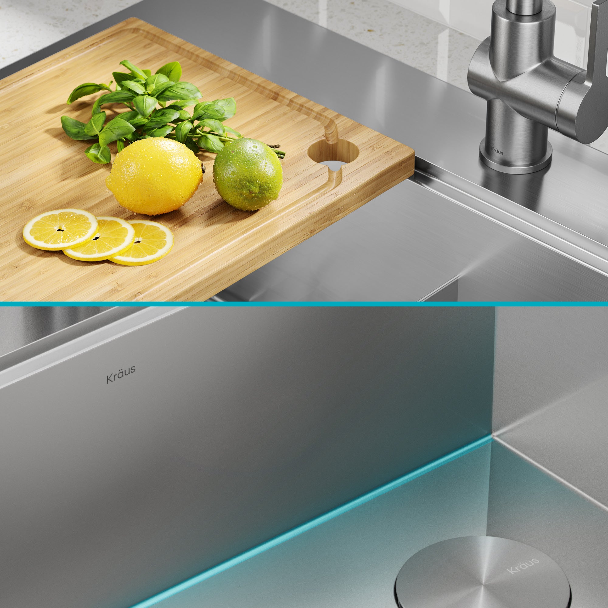 KRAUS Kore 28" Drop-In Workstation 16 Gauge Stainless Steel Single Bowl Kitchen Sink - KWT310-28