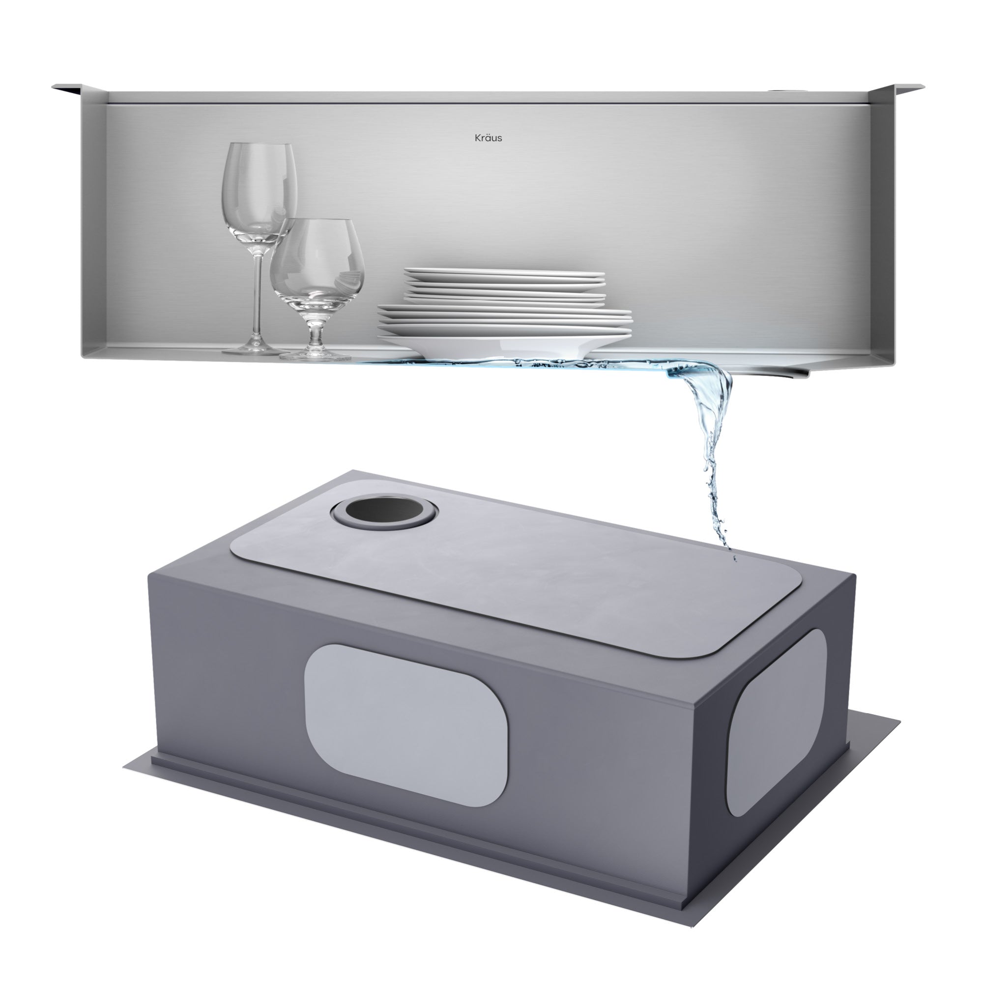 KRAUS Kore 28" Drop-In Workstation 16 Gauge Stainless Steel Single Bowl Kitchen Sink - KWT310-28
