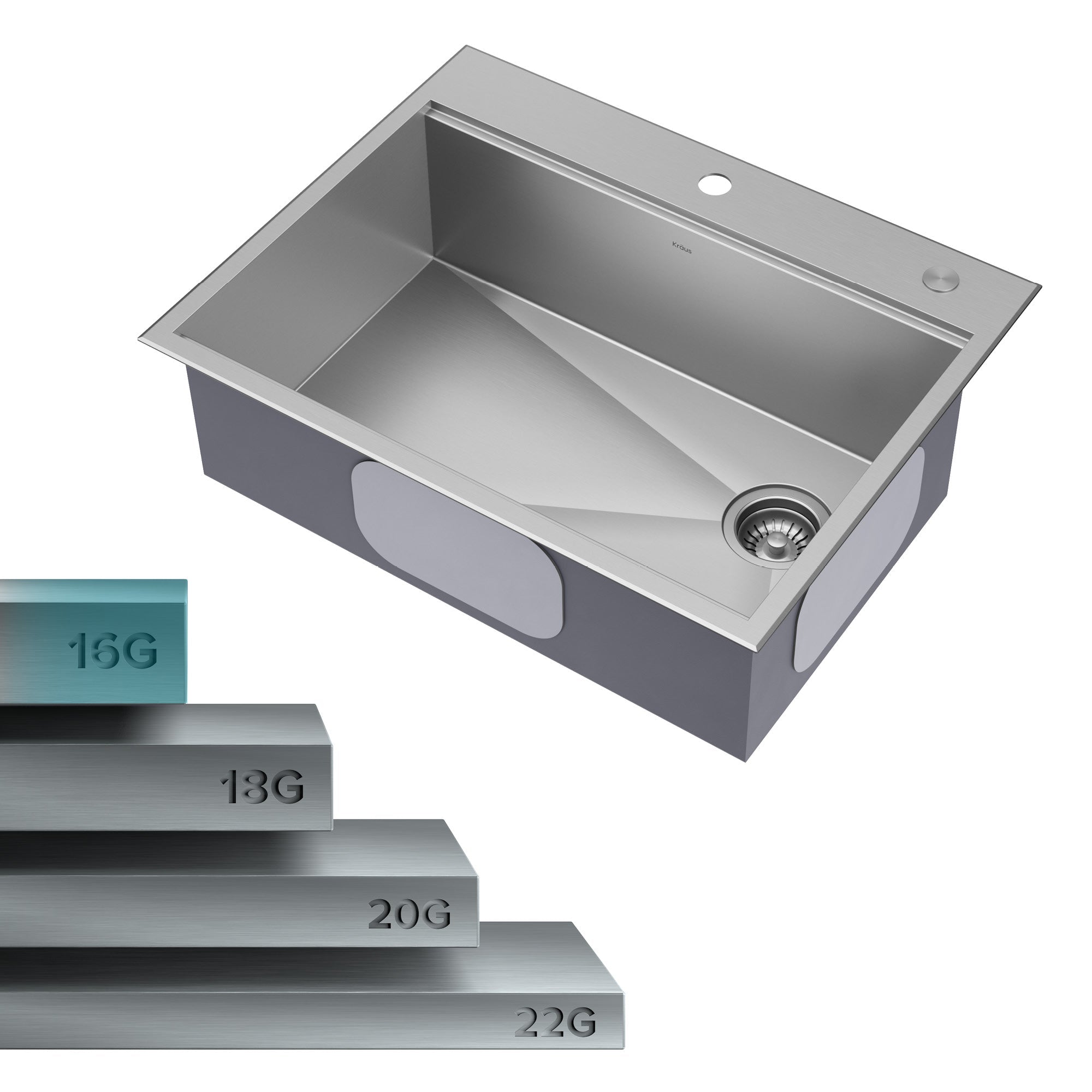 KRAUS Kore 28" Drop-In Workstation 16 Gauge Stainless Steel Single Bowl Kitchen Sink - KWT310-28