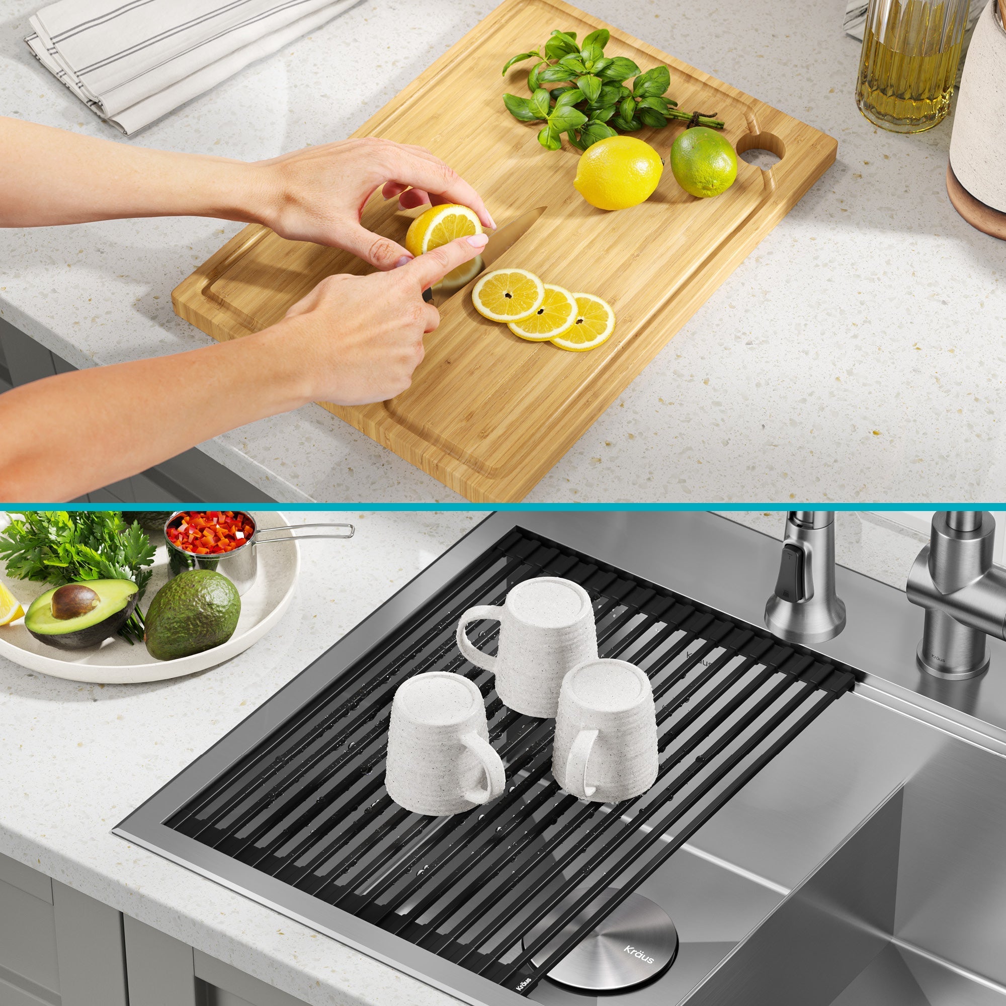 KRAUS Kore 28" Drop-In Workstation 16 Gauge Stainless Steel Single Bowl Kitchen Sink - KWT310-28