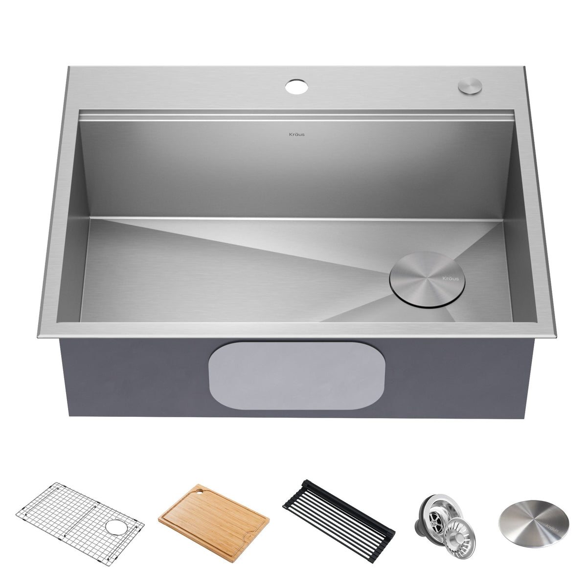 KRAUS Kore 28" Drop-In Workstation 16 Gauge Stainless Steel Single Bowl Kitchen Sink - KWT310-28