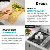 KRAUS Kore 30" Double Bowl Drop-In Workstation 16 Gauge Stainless Steel Kitchen Sink with Accessories - KWT302-30