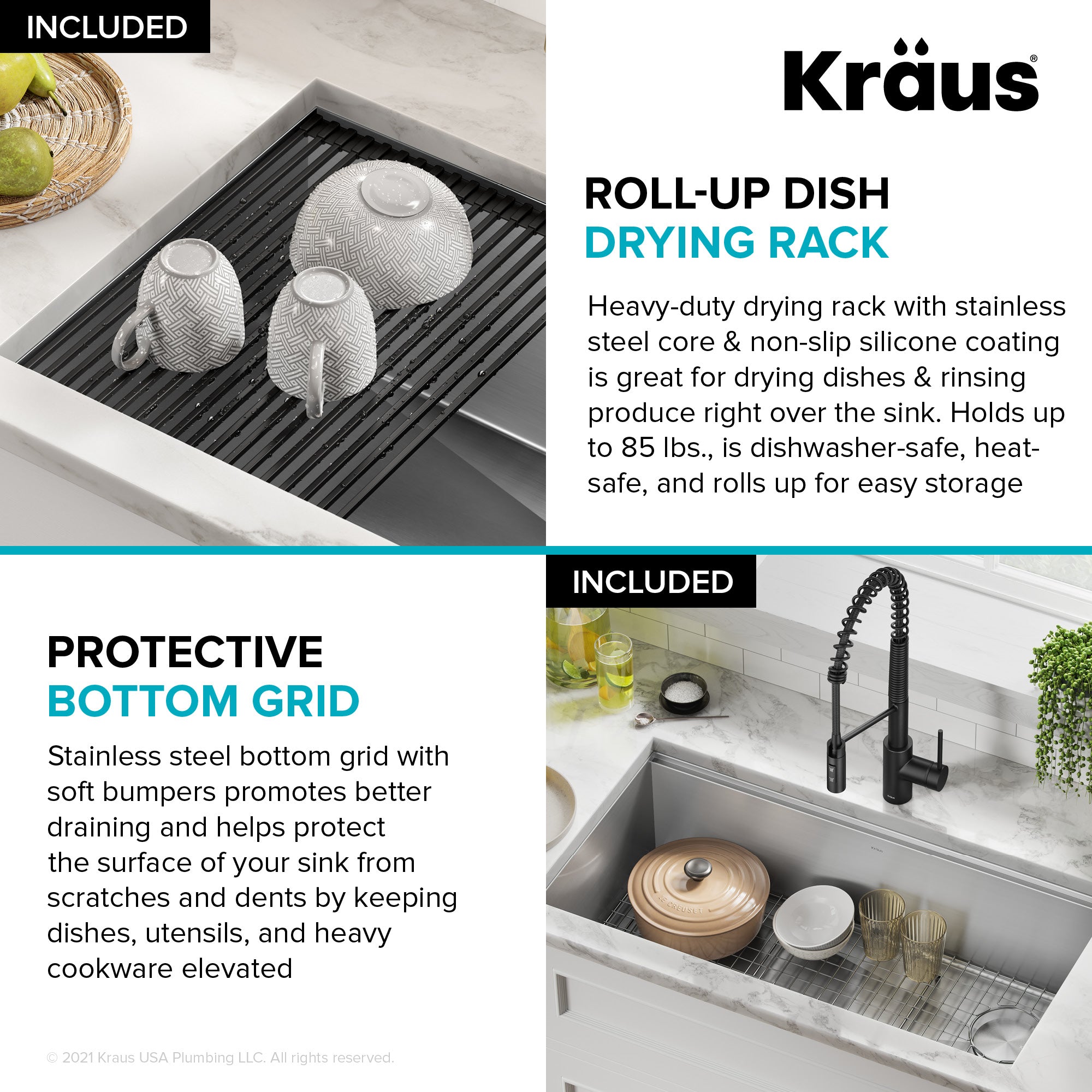 KRAUS Kore 36" Undermount Workstation 16 Gauge Stainless Steel Single Bowl Kitchen Sink with Accessories - KWU110-36