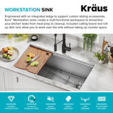 KRAUS Kore 36" Undermount Workstation 16 Gauge Stainless Steel Single Bowl Kitchen Sink with Accessories - KWU110-36