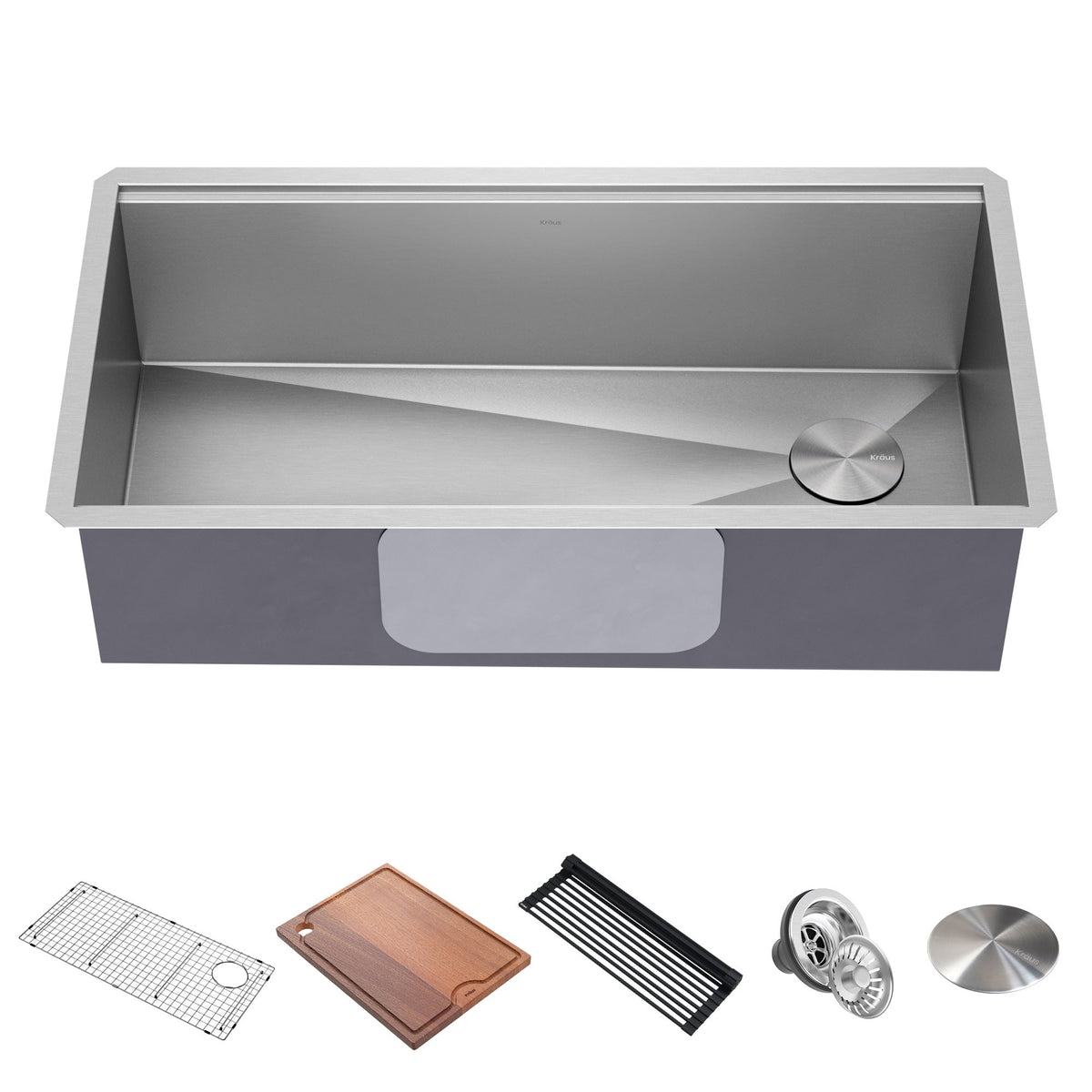 KRAUS Kore 36" Undermount Workstation 16 Gauge Stainless Steel Single Bowl Kitchen Sink with Accessories - KWU110-36