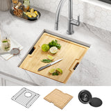 KRAUS Kore Workstation 17" Undermount 16 Gauge Bar or Prep Sink in PVD Gunmetal - KWU1101-17-PGM
