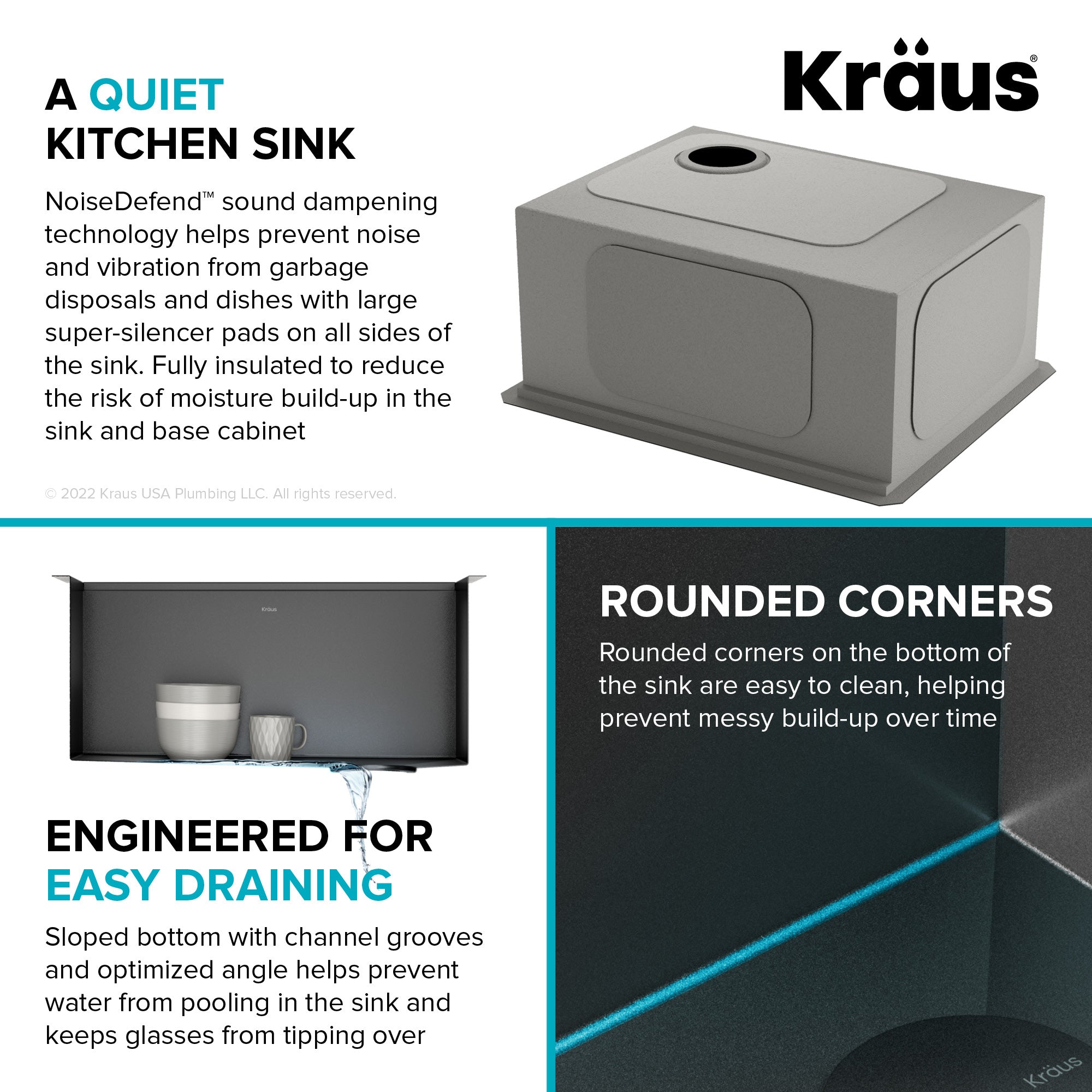 KRAUS Kore Workstation 23" Undermount Kitchen Sink in 16 Gauge PVD Gunmetal - KWU1111-23-PGM