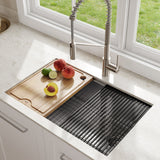 KRAUS Kore Workstation 27" Undermount 16 Gauge Single Bowl Stainless Steel Kitchen Sink with Accessories - KWU110-27