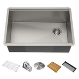 KRAUS Kore Workstation 27" Undermount 16 Gauge Single Bowl Stainless Steel Kitchen Sink with Accessories - KWU110-27