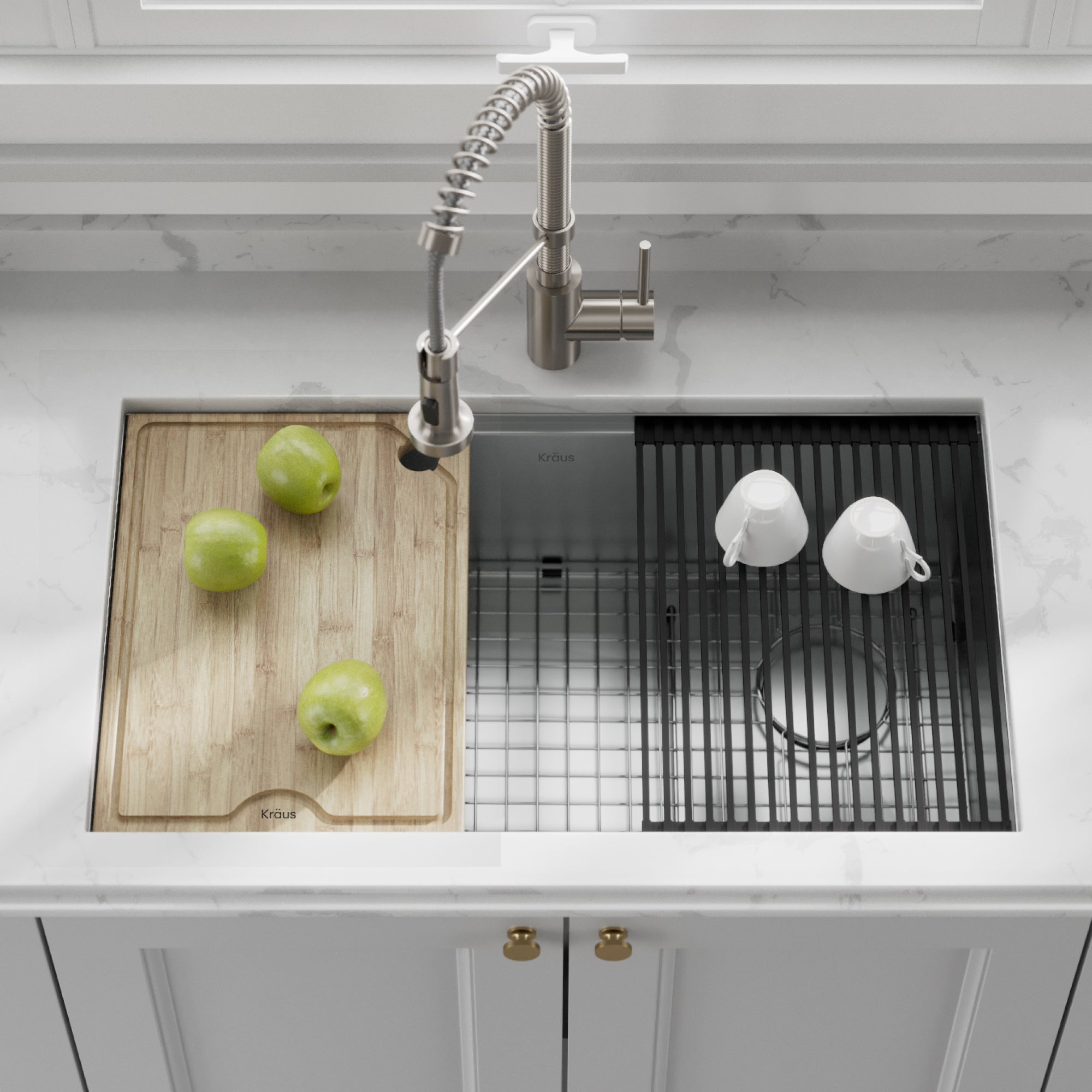 KRAUS Kore Workstation 32" Undermount 16 Gauge Single Bowl Stainless Steel Kitchen Sink with Accessories - KWU110-32