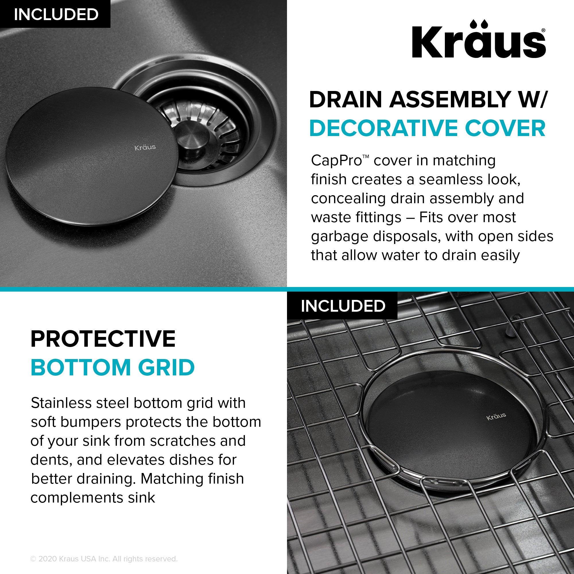KRAUS Kore Workstation 33" Drop-In 16 Gauge Single Bowl Kitchen Sink in PVD Gunmetal - KWT310-33/PGM