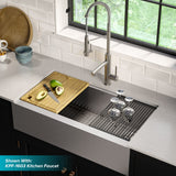 KRAUS Kore Workstation 36" Farmhouse Flat Apron Front 16 Gauge Single Bowl Stainless Steel Kitchen Sink with Accessories - KWF410-36