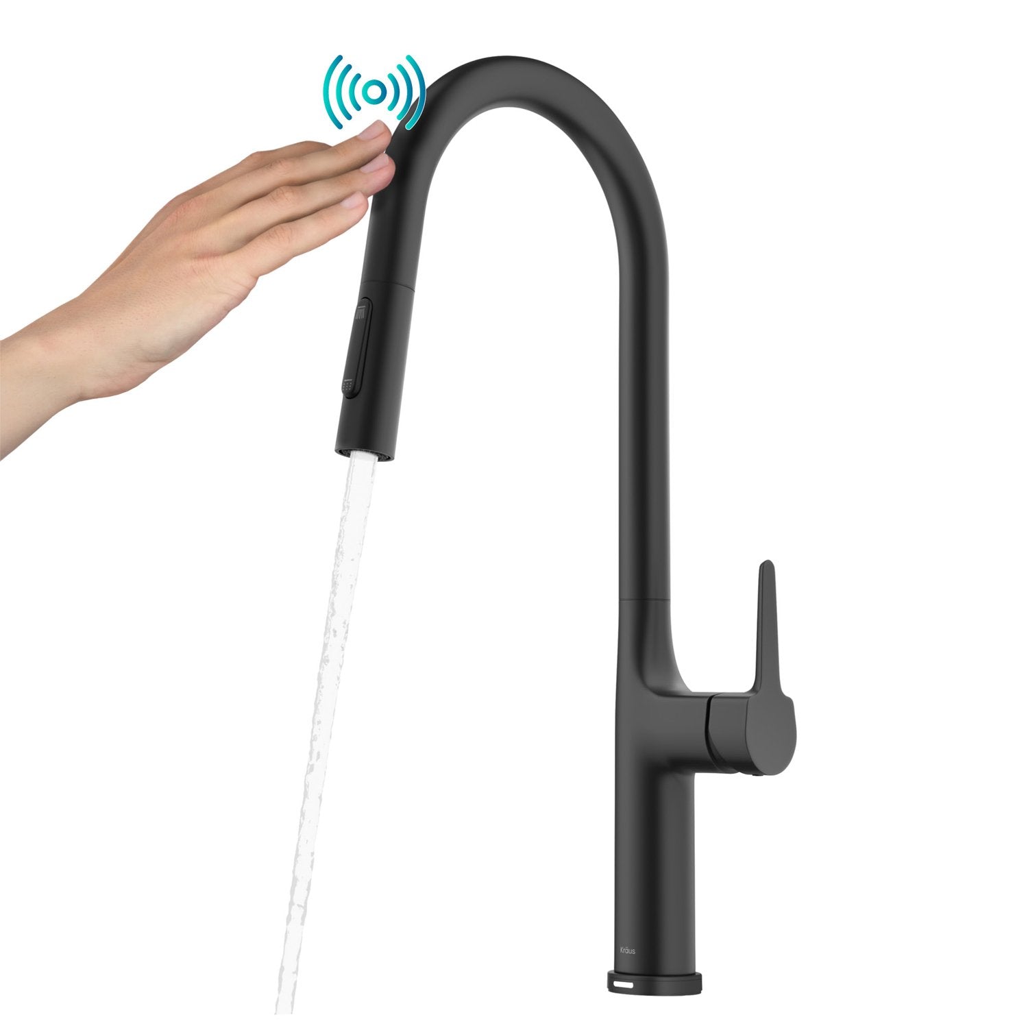 KRAUS Oletto Tall Modern Single-Handle Touch Activated with Pull Down Sprayer in Matte Black - KTF-3101MB