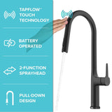 KRAUS Oletto Tall Modern Single-Handle Touch Activated with Pull Down Sprayer in Matte Black - KTF-3101MB