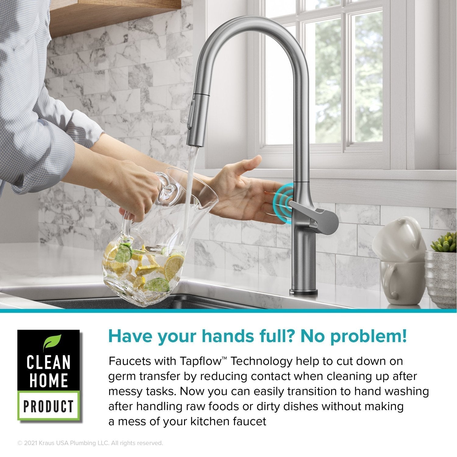 KRAUS Oletto Tall Modern Single-Handle Touch Activated with Pull Down Sprayer in Matte Black - KTF-3101MB