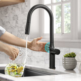 KRAUS Oletto Tall Modern Single-Handle Touch Activated with Pull Down Sprayer in Matte Black - KTF-3101MB