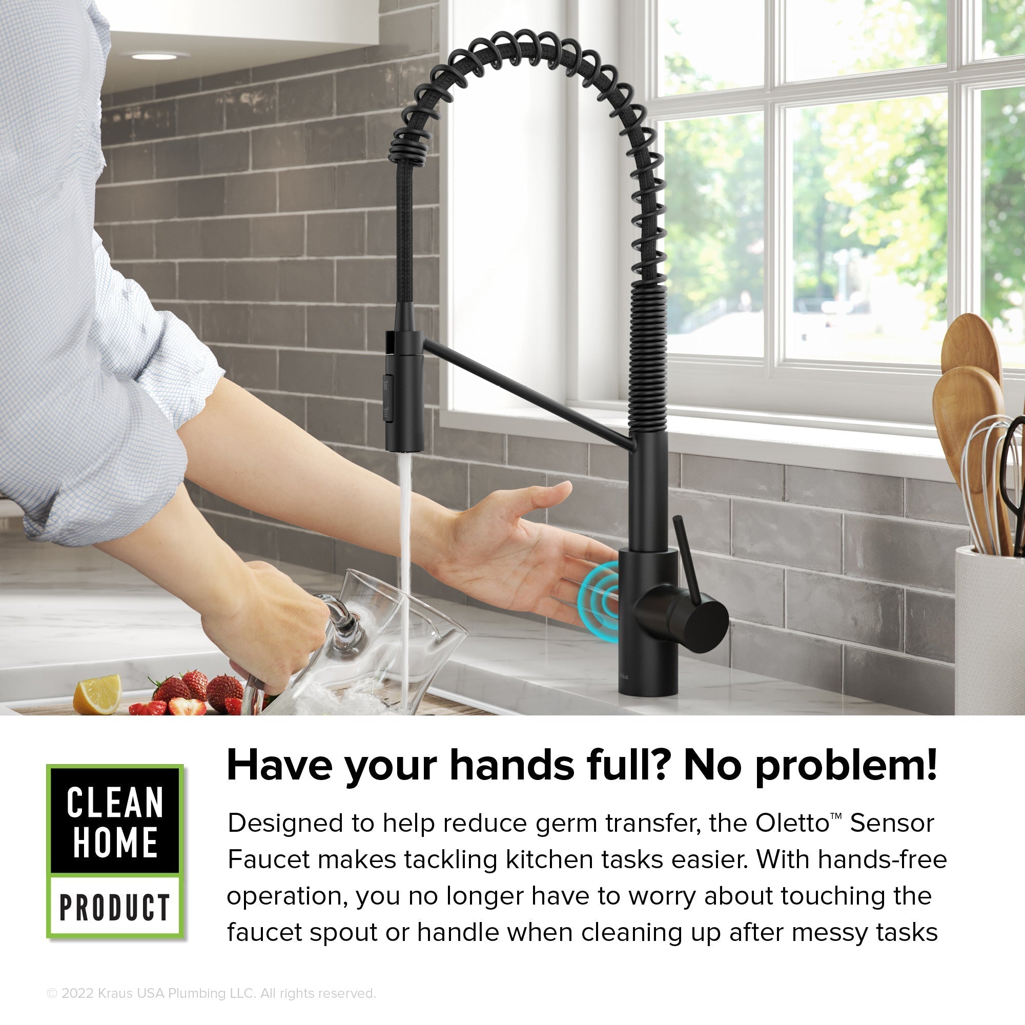 KRAUS Oletto Touchless Pull-Down Single Handle Faucet in Matte Black - KSF-2631MB