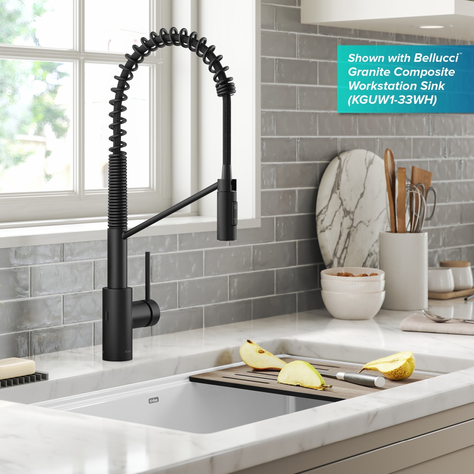 KRAUS Oletto Touchless Pull-Down Single Handle Faucet in Matte Black - KSF-2631MB