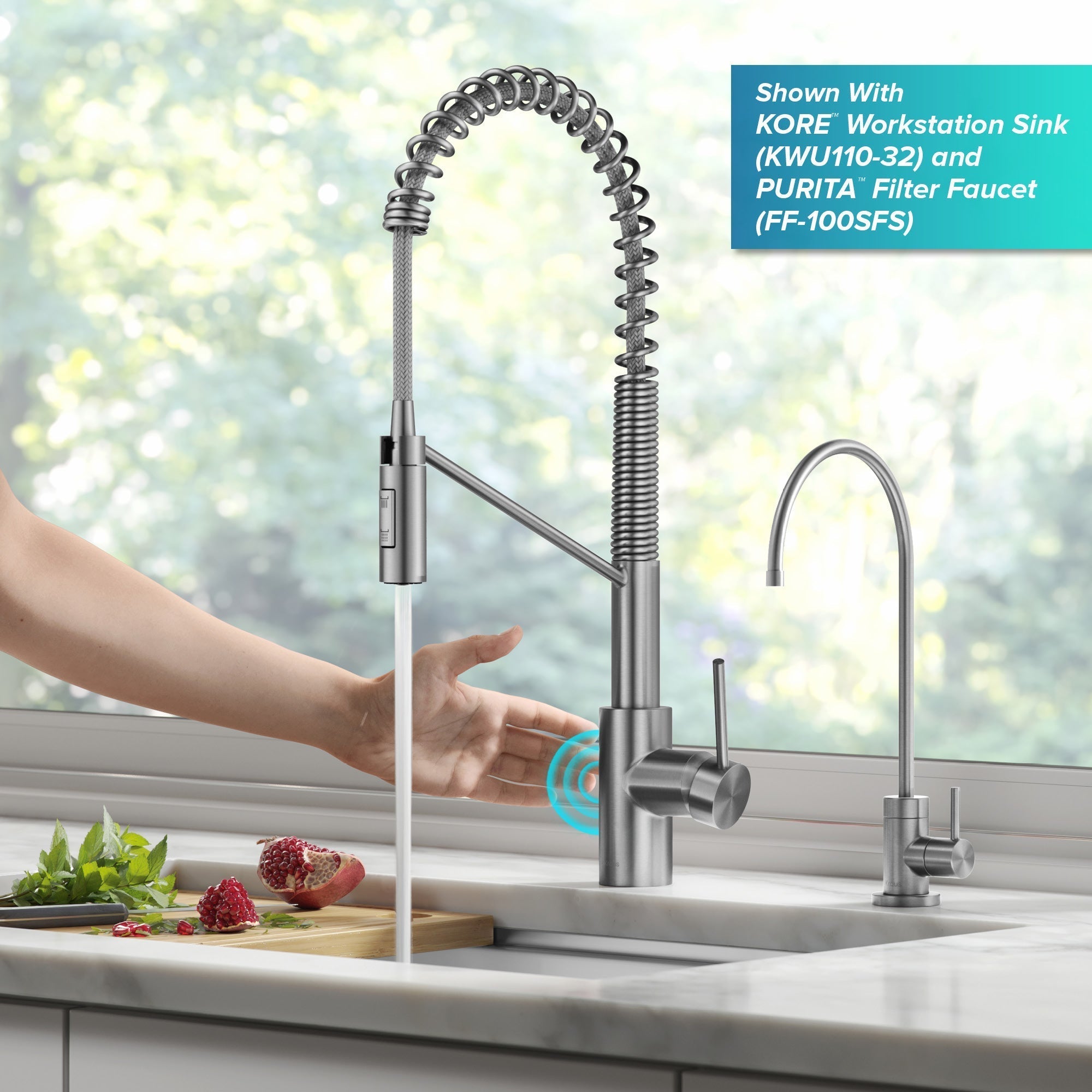KRAUS Oletto Touchless Pull-Down Single Handle Faucet in Spot Free Stainless Steel -  KSF-2631SFS