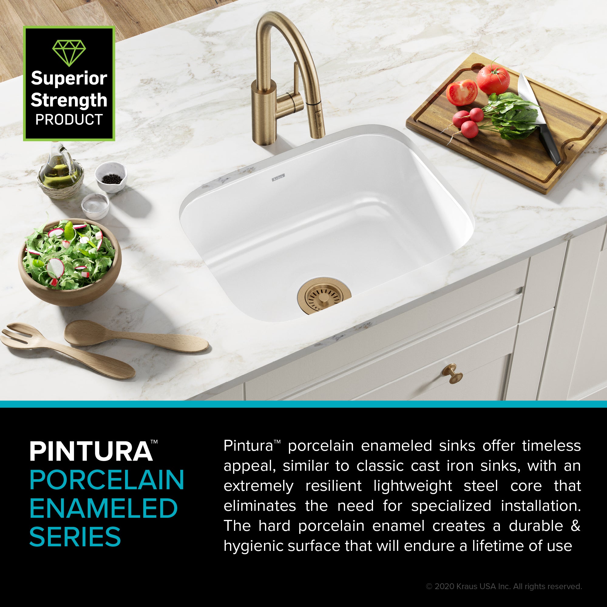 KRAUS Pintura 23" Enameled Stainless Steel Kitchen Sink in White - KEU12WHITE
