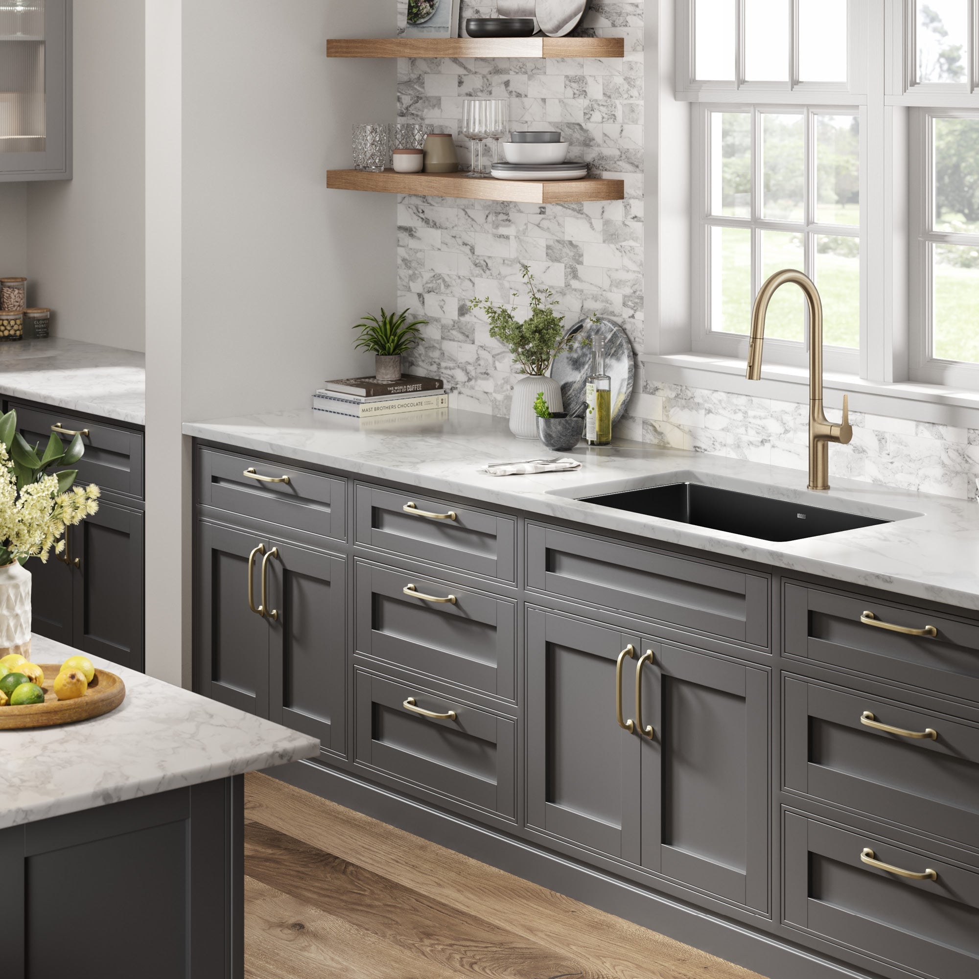 KRAUS Pintura 32" Undermount Porcelain Enameled Steel Kitchen Sink in Black - KE1US32GBL