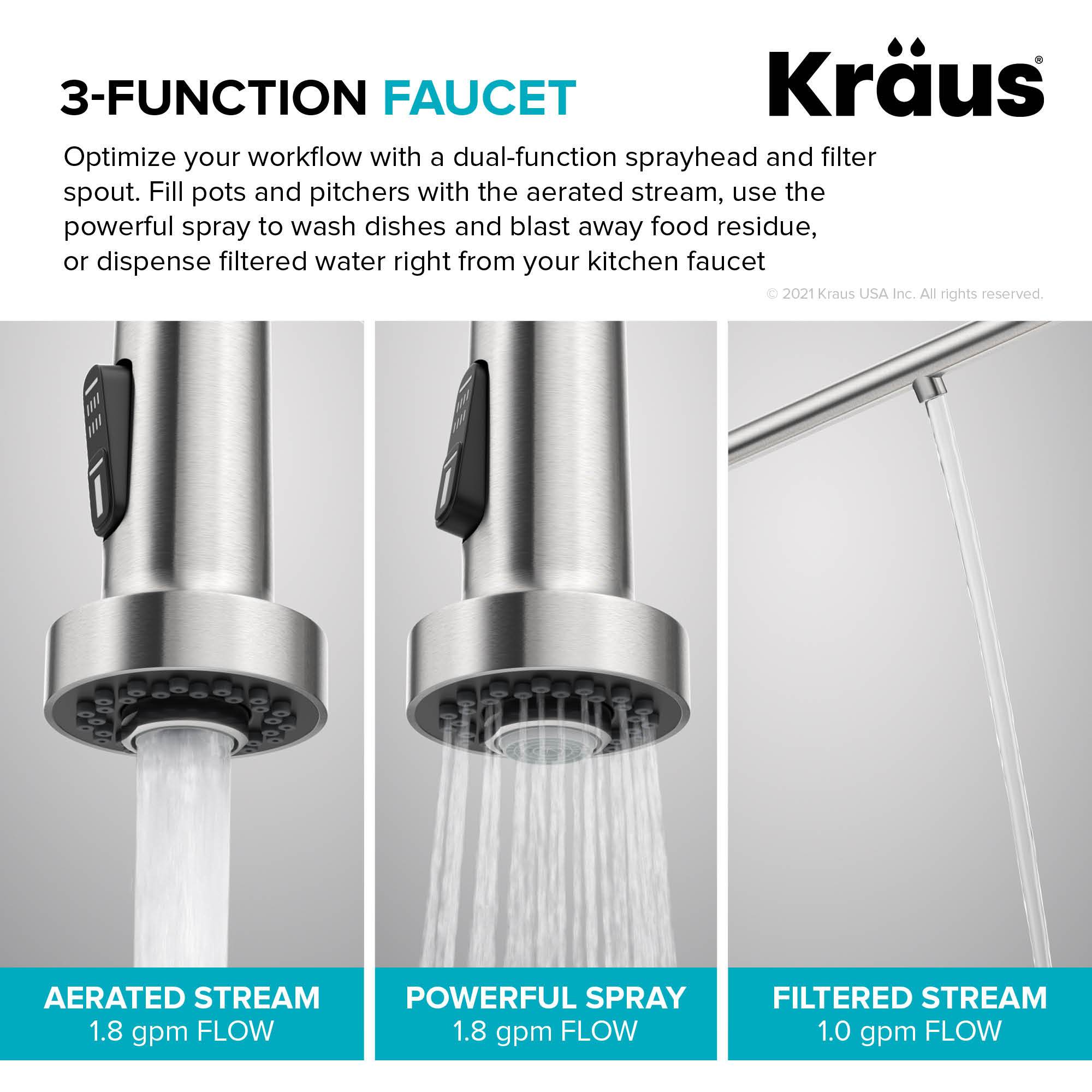KRAUS Single Handle Kitchen Faucet with Integrated Dispenser for Water Filtration in Matte Black - KFF-1610MB