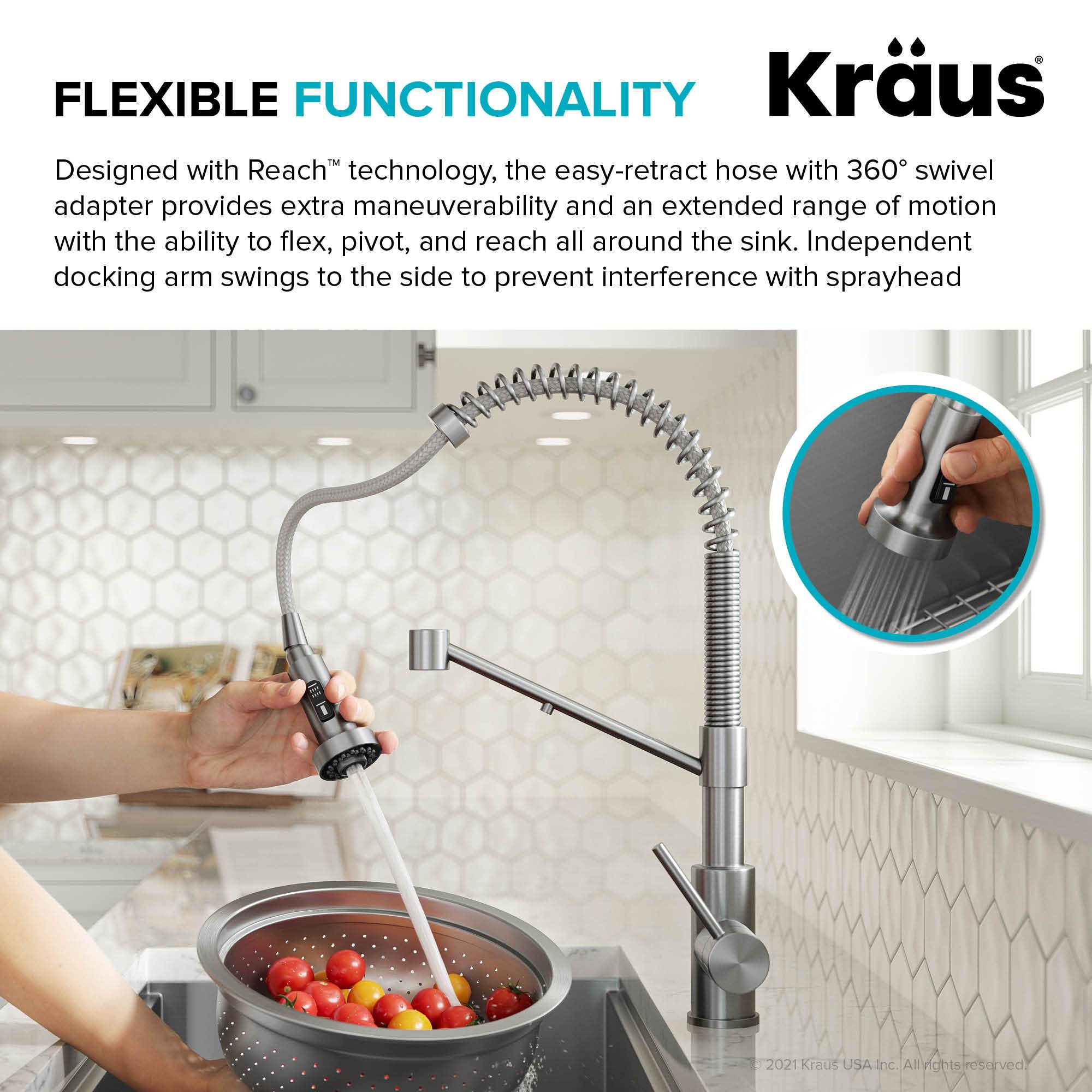 KRAUS Single Handle Kitchen Faucet with Integrated Dispenser for Water Filtration in Matte Black - KFF-1610MB