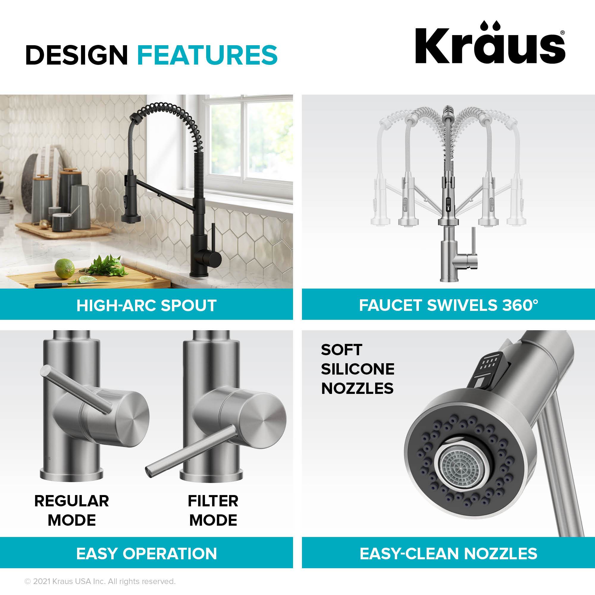 KRAUS Single Handle Kitchen Faucet with Integrated Dispenser for Water Filtration in Matte Black - KFF-1610MB