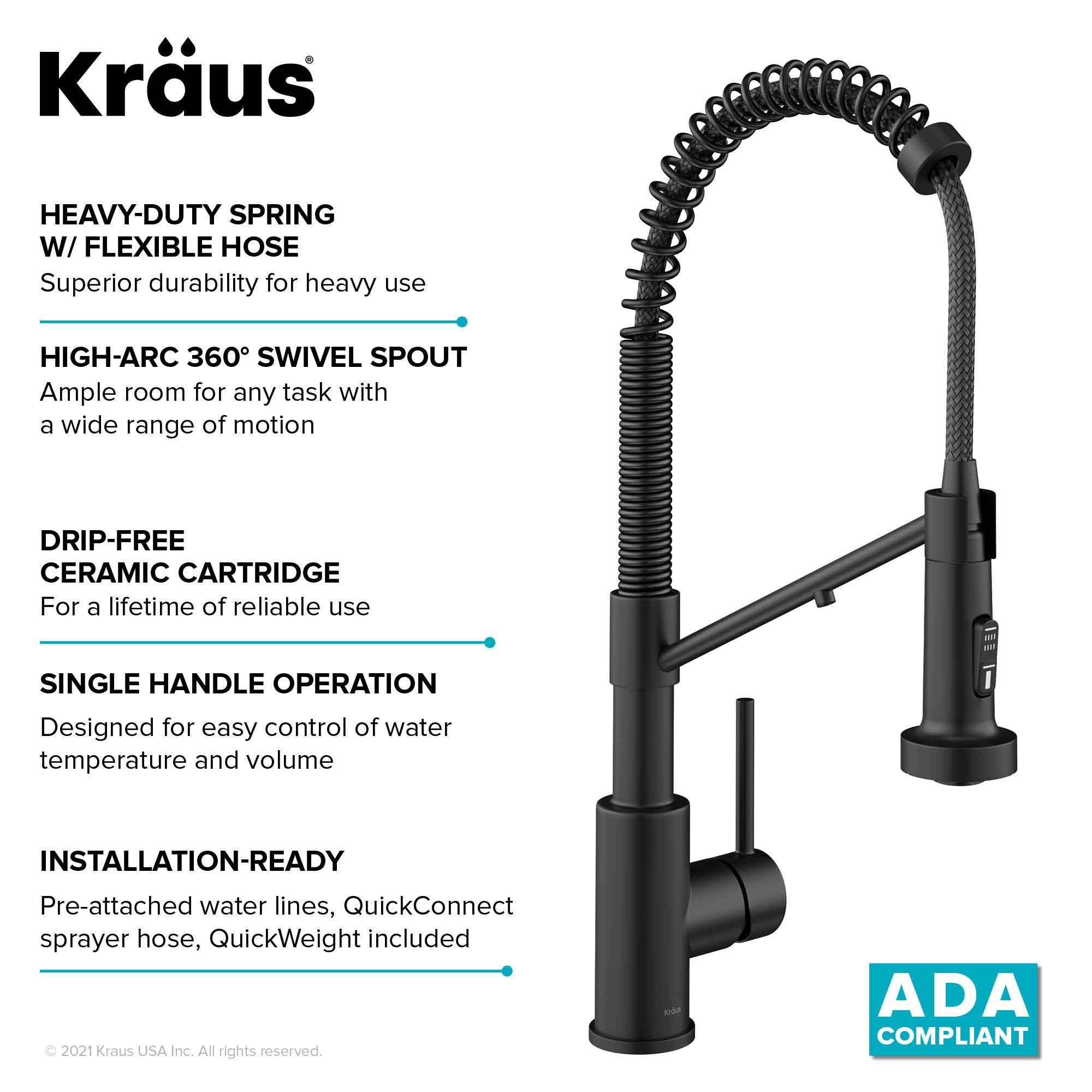 KRAUS Single Handle Kitchen Faucet with Integrated Dispenser for Water Filtration in Matte Black - KFF-1610MB