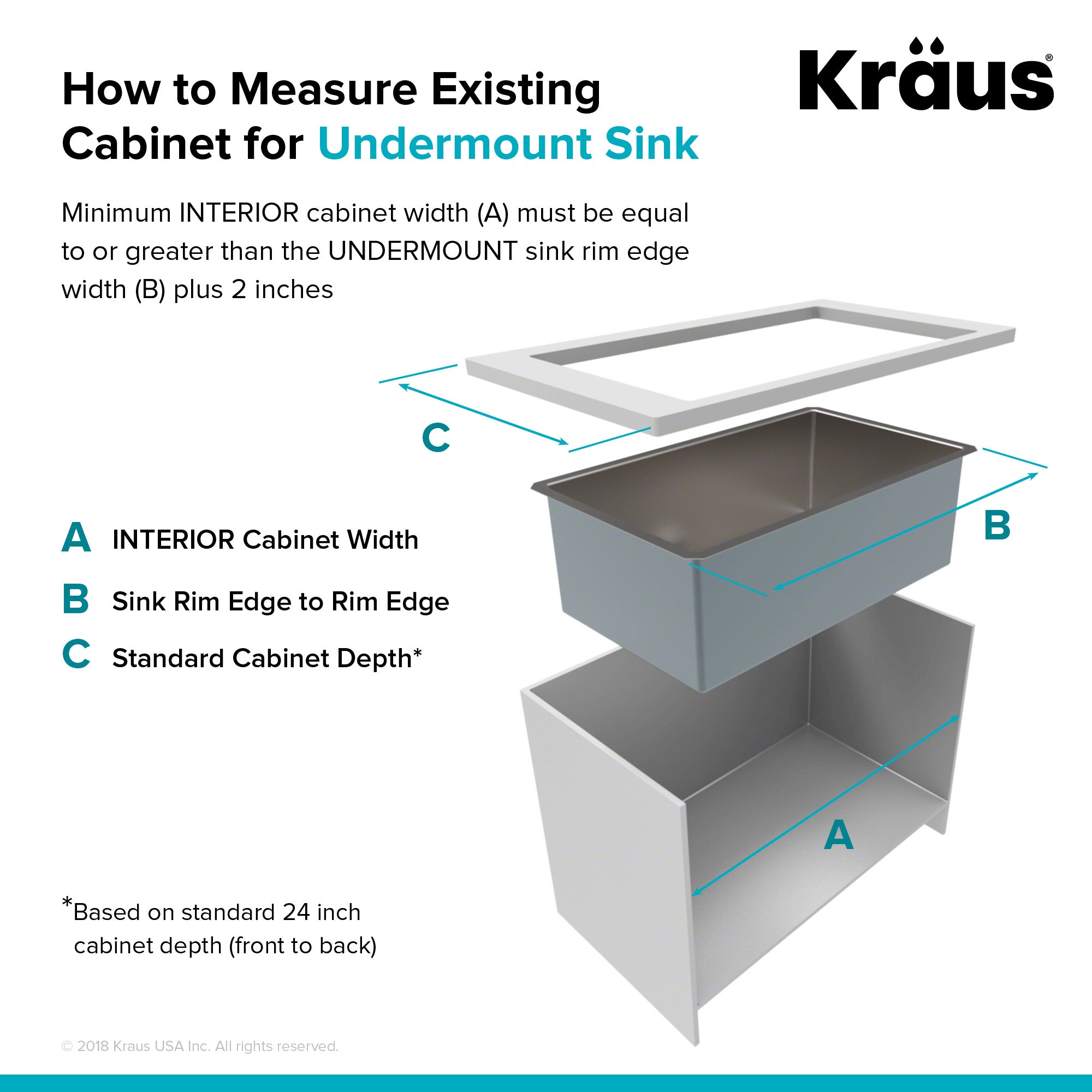 KRAUS 28" Undermount 16 Gauge Single Bowl Stainless Steel Small Radius Kitchen Sink - KHU100-28