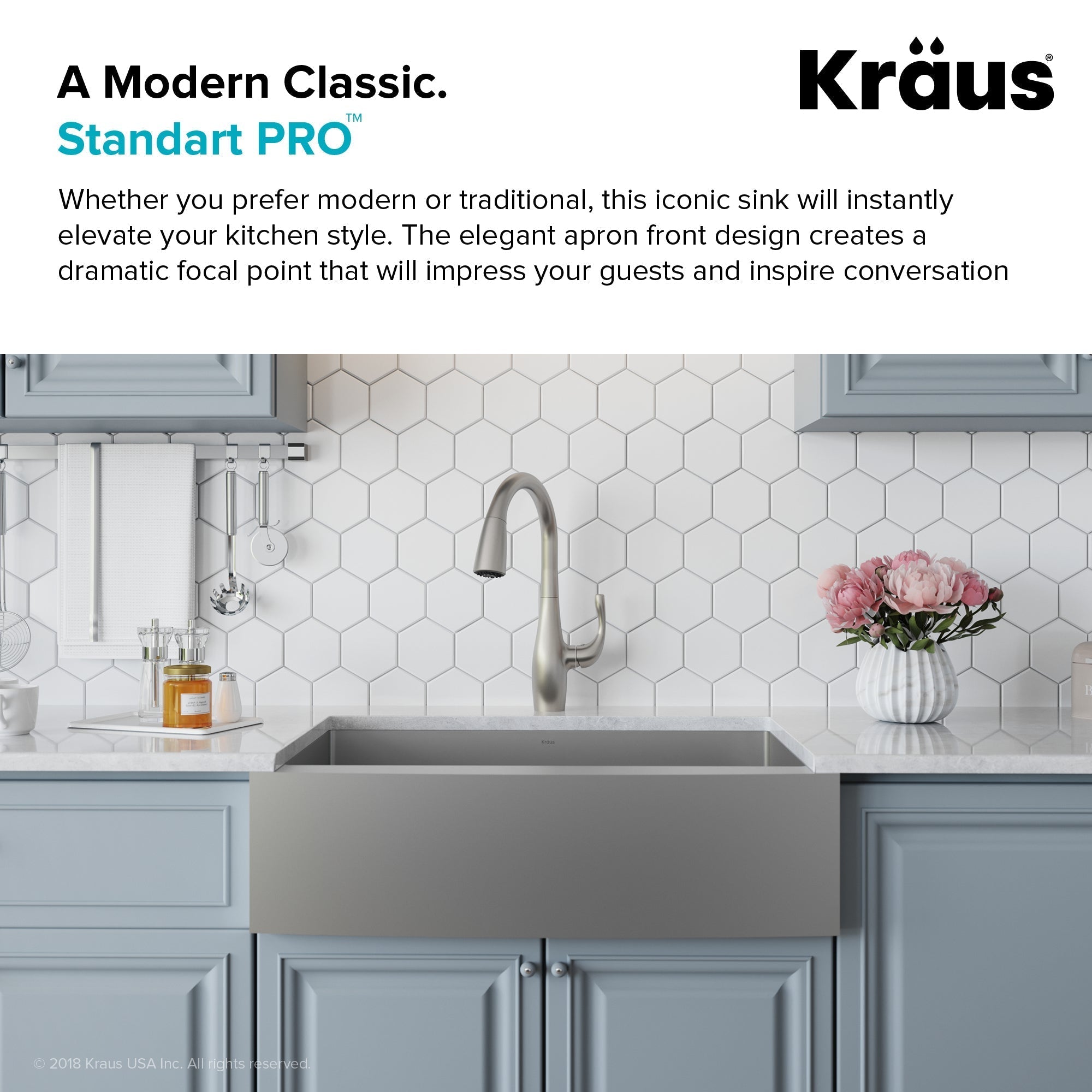 KRAUS Standart PRO 30" 16 Gauge Single Bowl Stainless Steel Farmhouse Kitchen Sink - KHF200-30