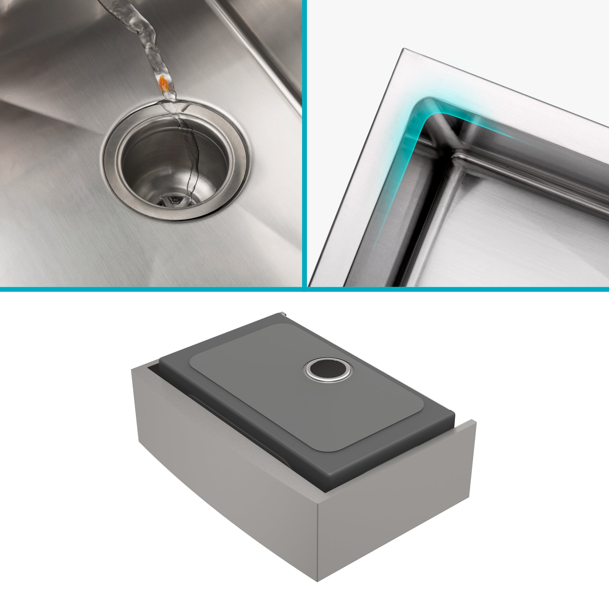 KRAUS Standart PRO 30" 16 Gauge Single Bowl Stainless Steel Farmhouse Kitchen Sink - KHF200-30