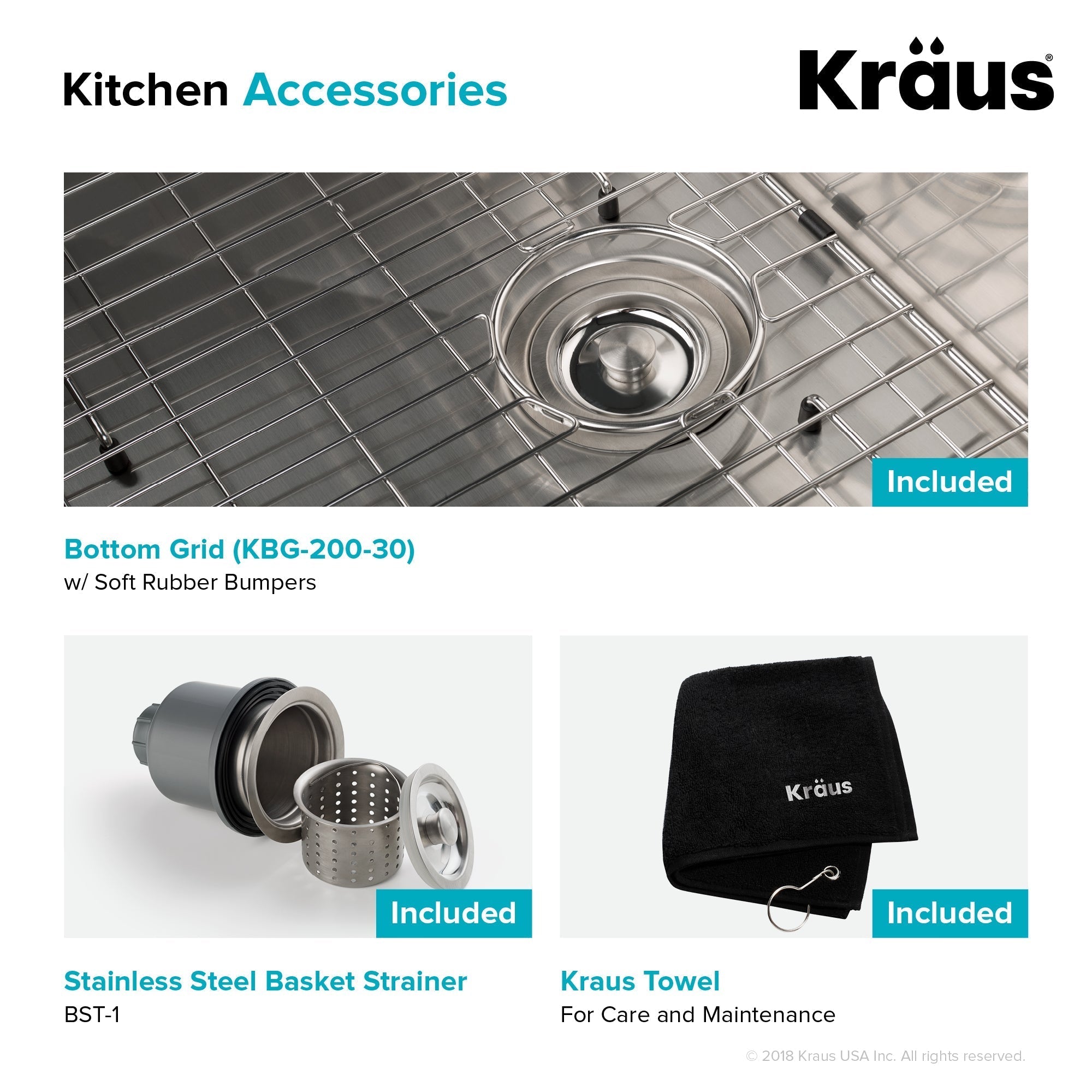KRAUS Standart PRO 30" 16 Gauge Single Bowl Stainless Steel Farmhouse Kitchen Sink - KHF200-30