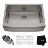 KRAUS Standart PRO 30" 16 Gauge Single Bowl Stainless Steel Farmhouse Kitchen Sink - KHF200-30